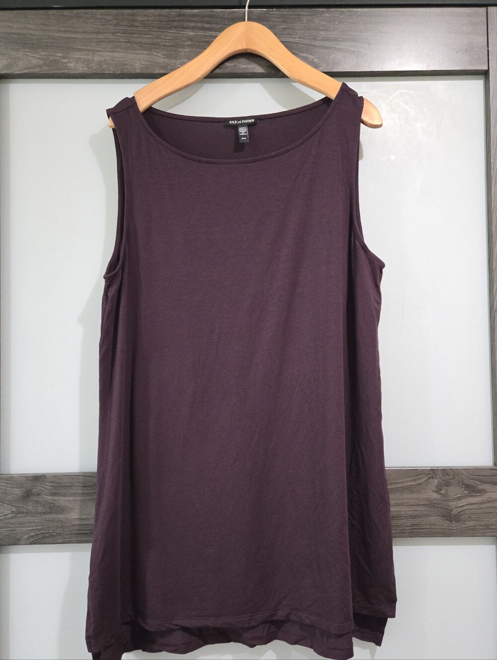 Eileen Fisher Plum Eggplant Sleeveless Tunic Tank Top Medium Side Slits